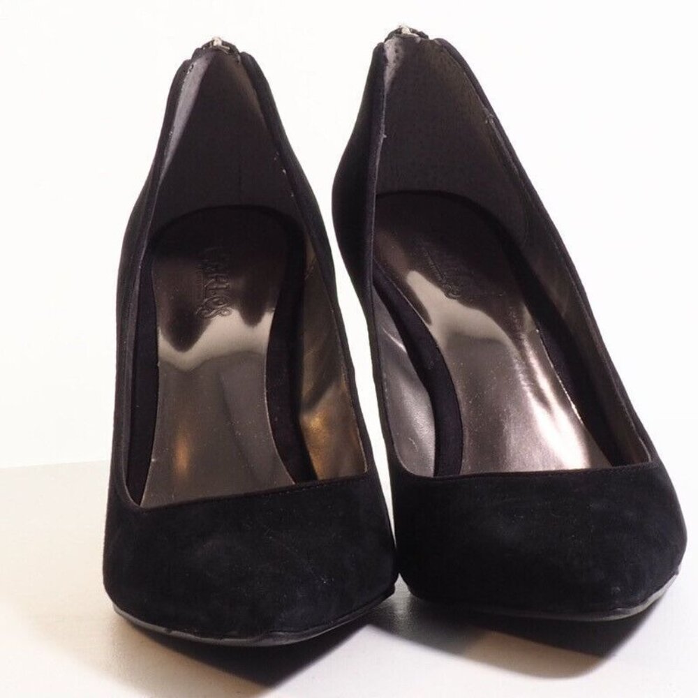 Carlos Santana Darling Pump Shoe Size 8.5 M Black Suede Back Zip Stiletto Heel - Picture 6 of 10